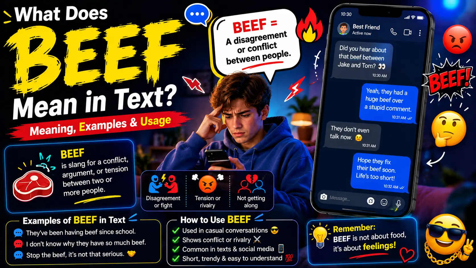 What Does Beef Mean in Text